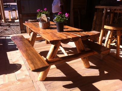 log picnic table